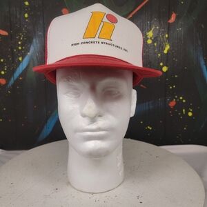 Vintage High Concrete Structures Inc. Red‎ and White Cap Mesh Back